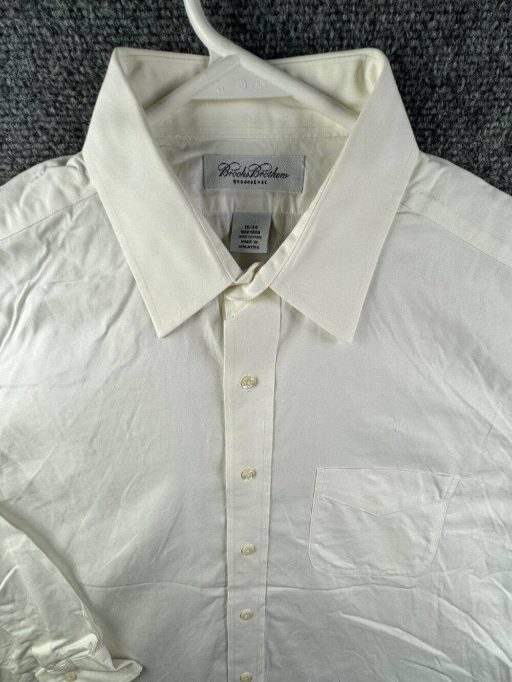 Brooks Brothers Brooksease Long Sleeve Button Up Shirt White 16 34 Cotton Adult